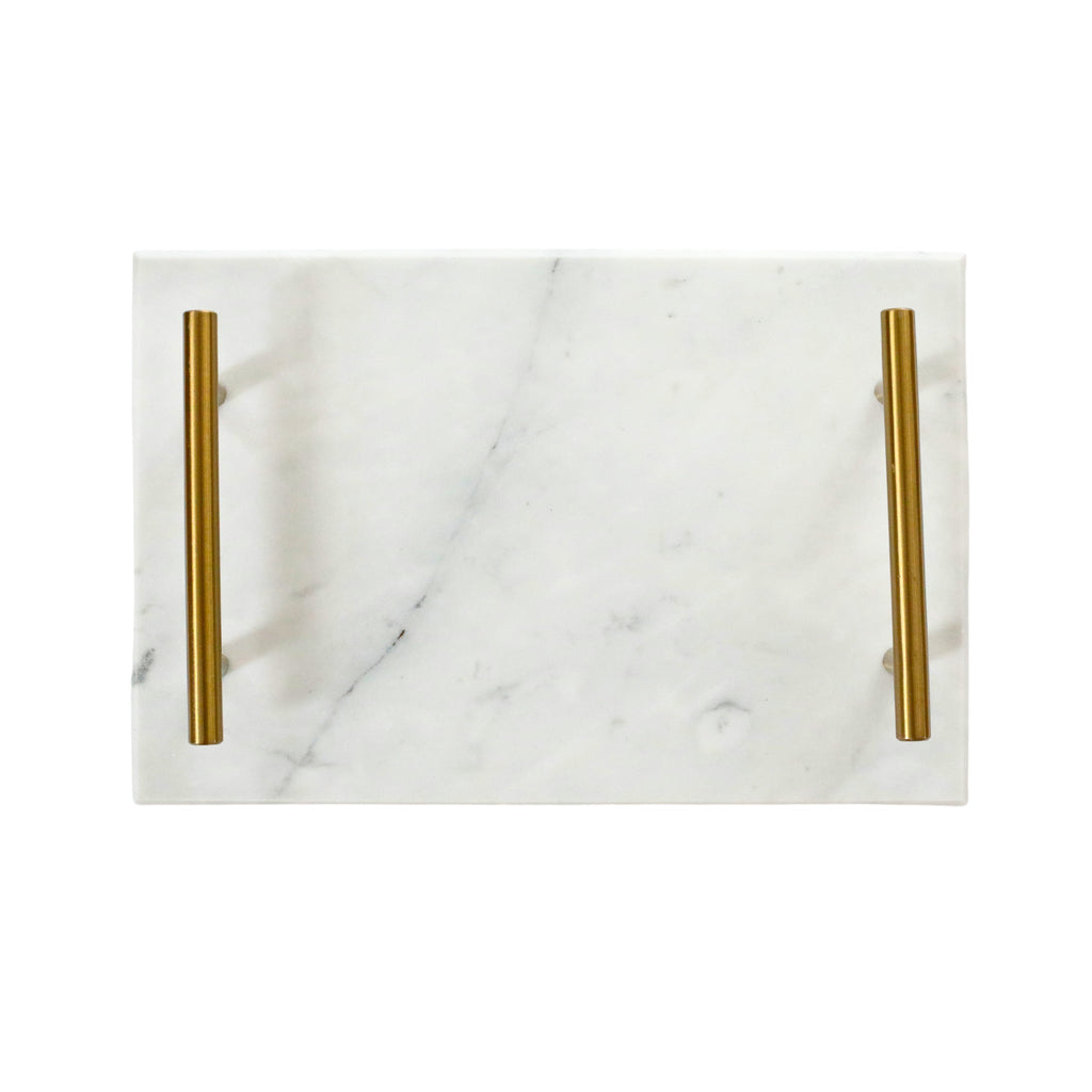 White Marble Board with Gold Handles