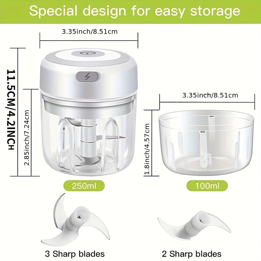 Compact Electric Garlic  Vegetable Chopper 250ml USB Grinder