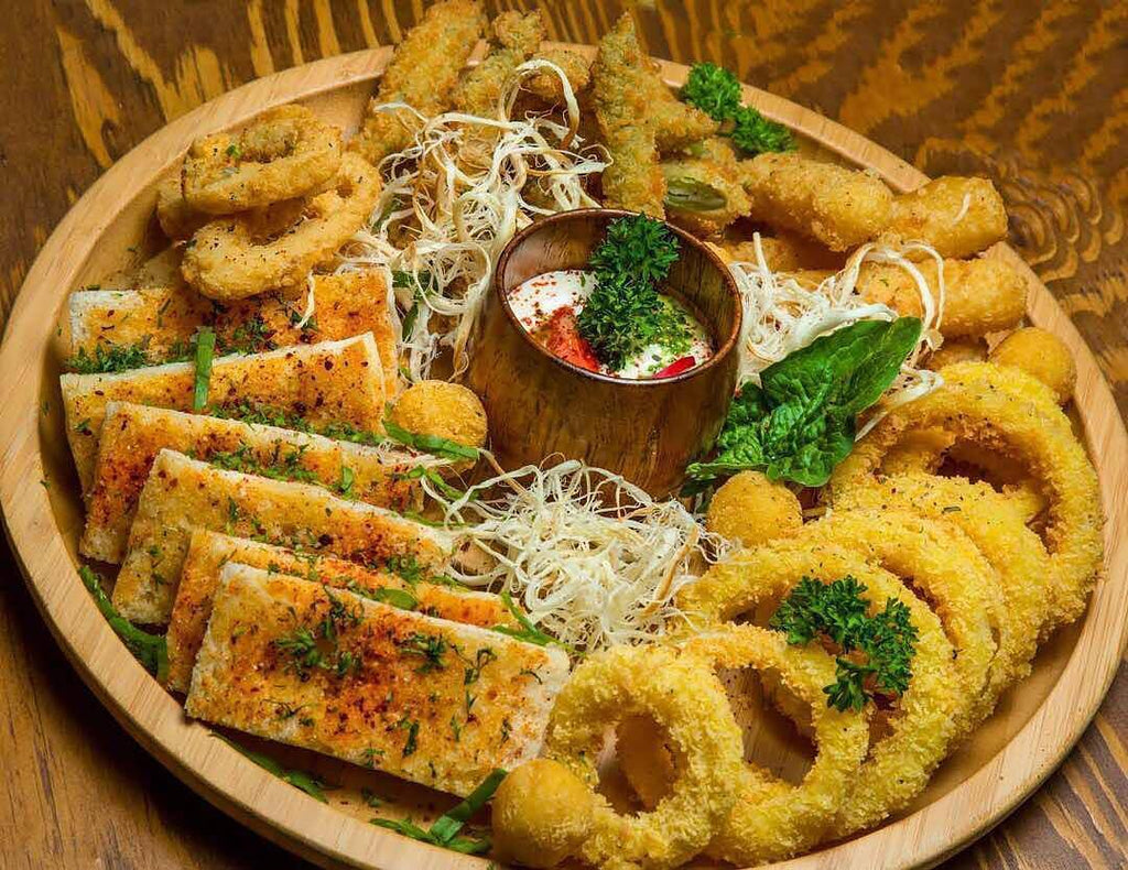 Bamboo Round 2 Section Platter 8" inch | For Appetizers / Barbecue /