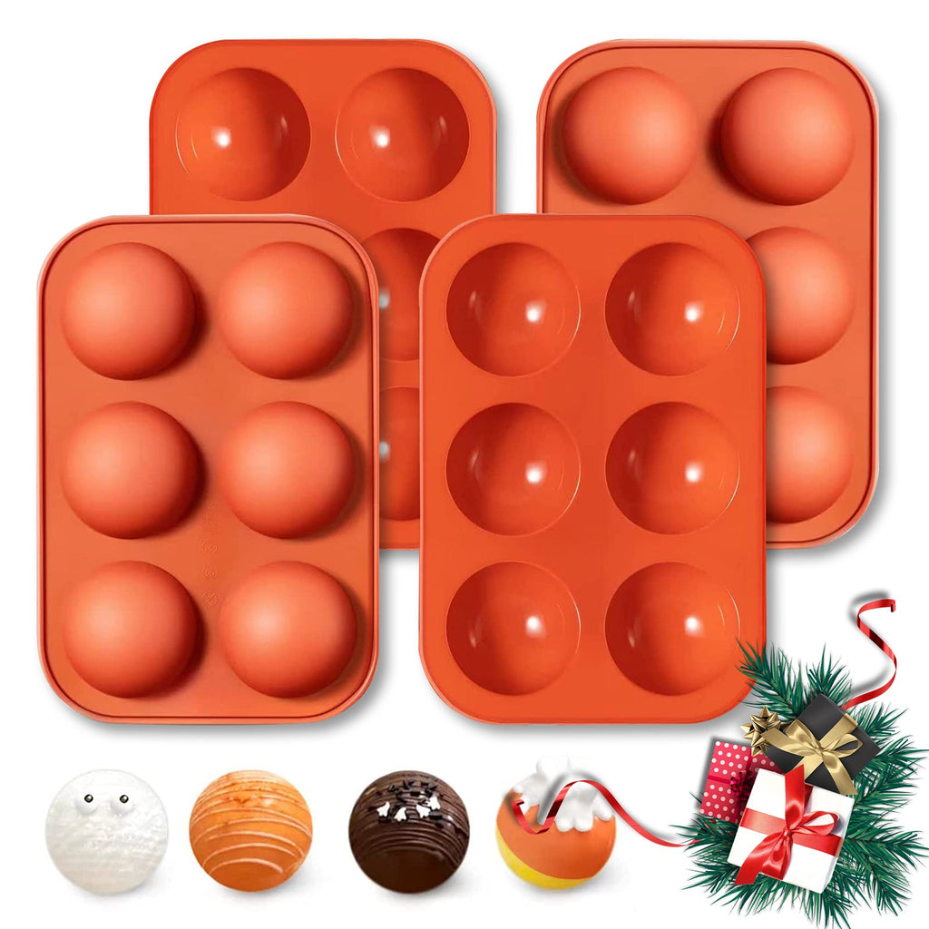 4 Pcs Silicone Molds, 6 Holes Semi Sphere Chocolate Molds, BPA Free