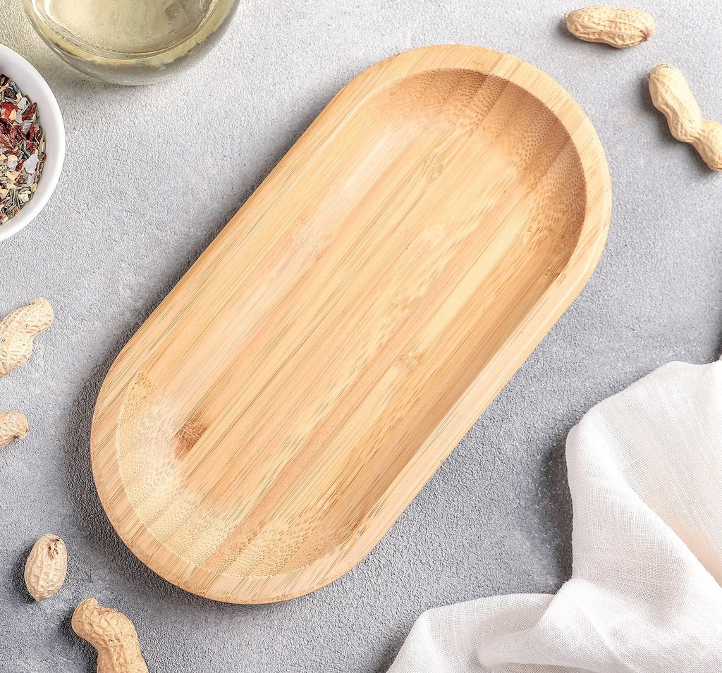 Bamboo Dish 8" inch X 4" inch | For Appetizers / Barbecue / Burger
