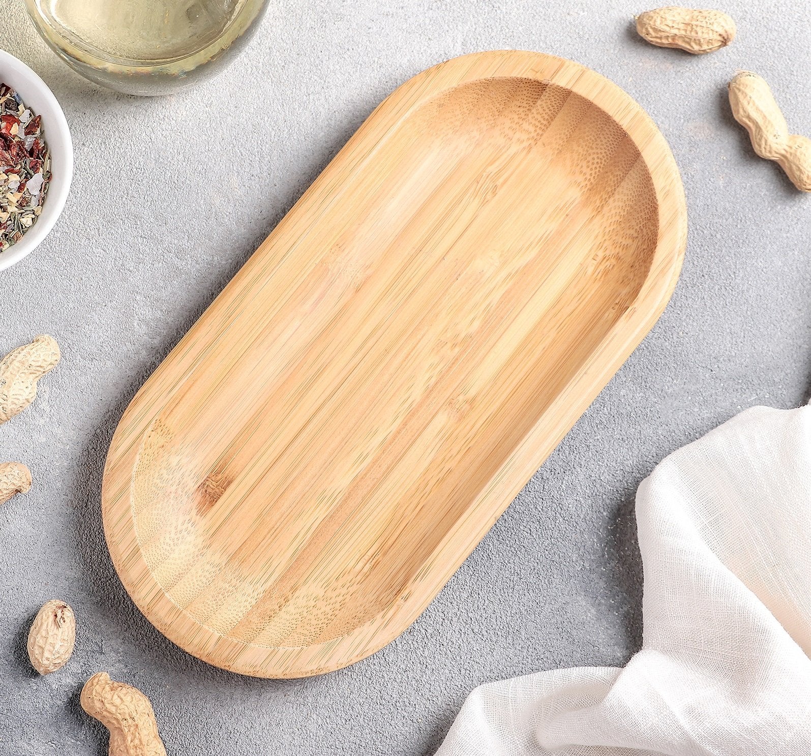 Bamboo Dish 8" inch X 4" inch | For Appetizers / Barbecue / Burger