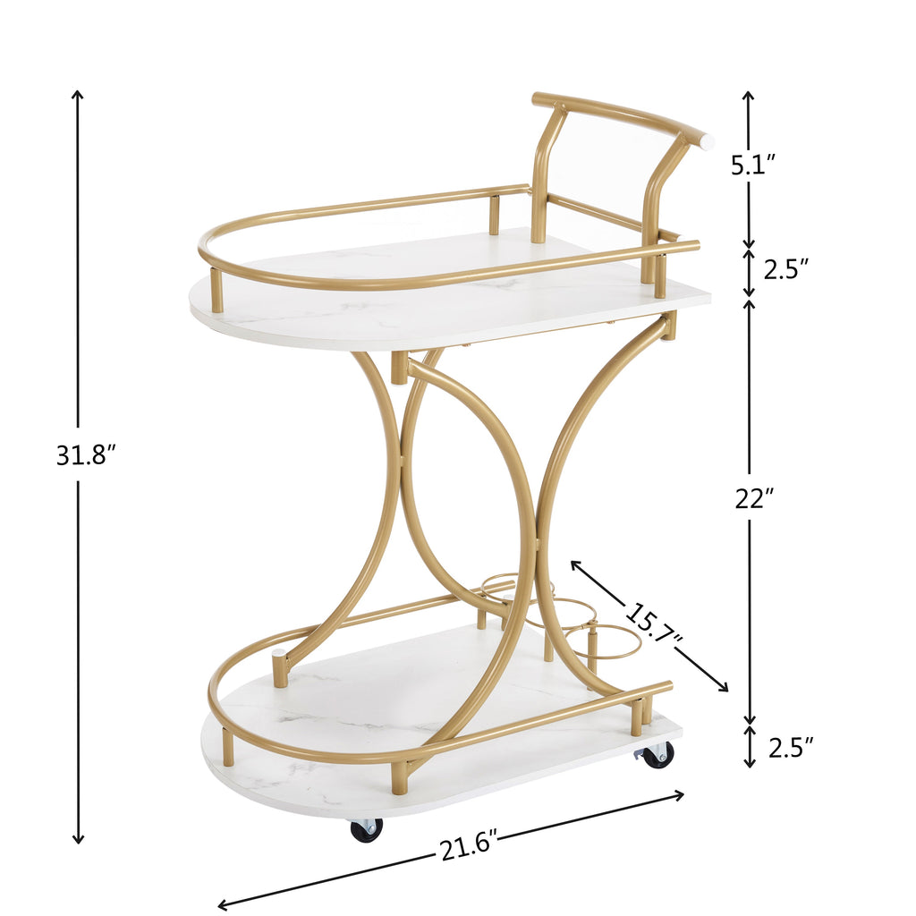 2-Tier Bar Cart, Mobile Bar Serving Cart, Industrial Style Wine Cart