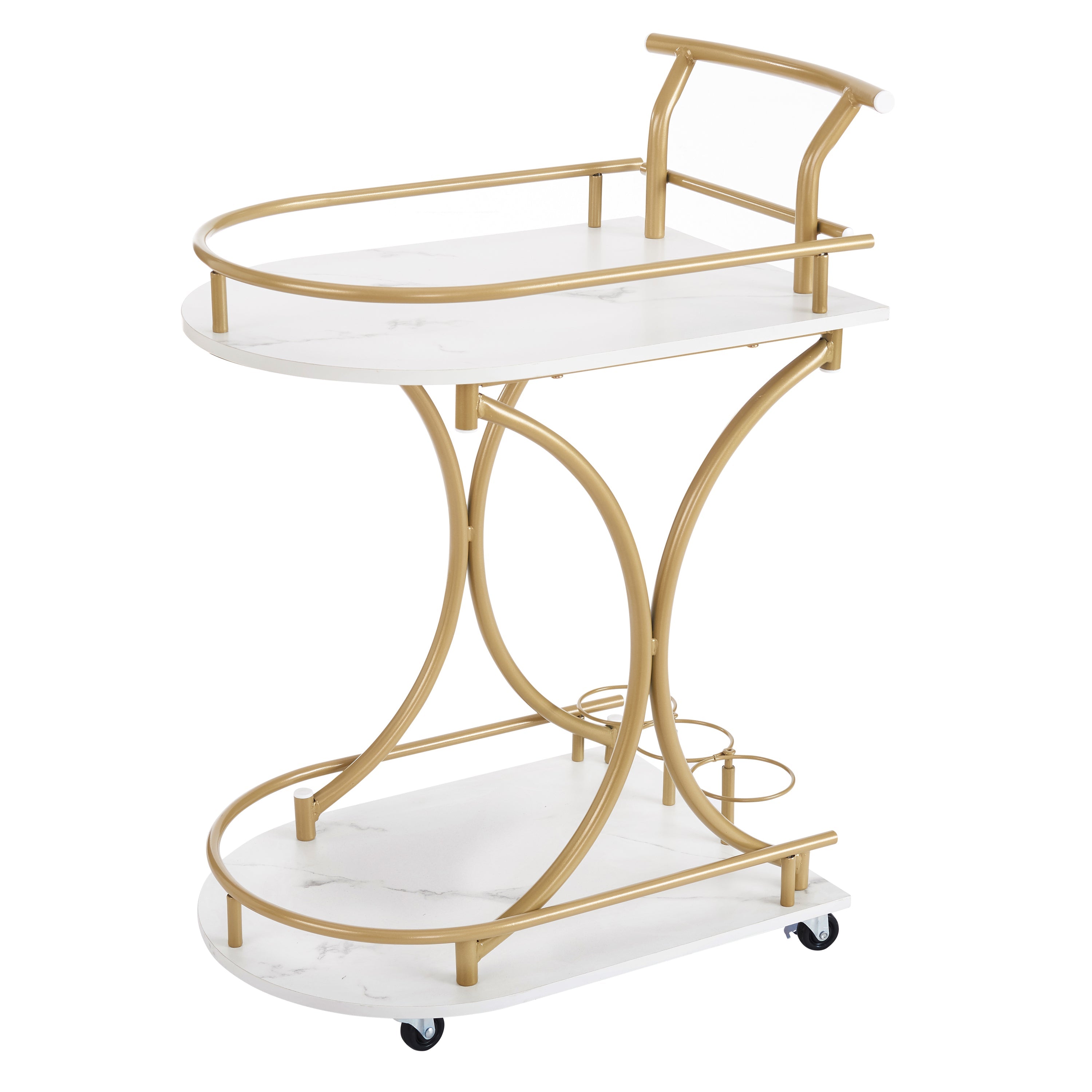 2-Tier Bar Cart, Mobile Bar Serving Cart, Industrial Style Wine Cart