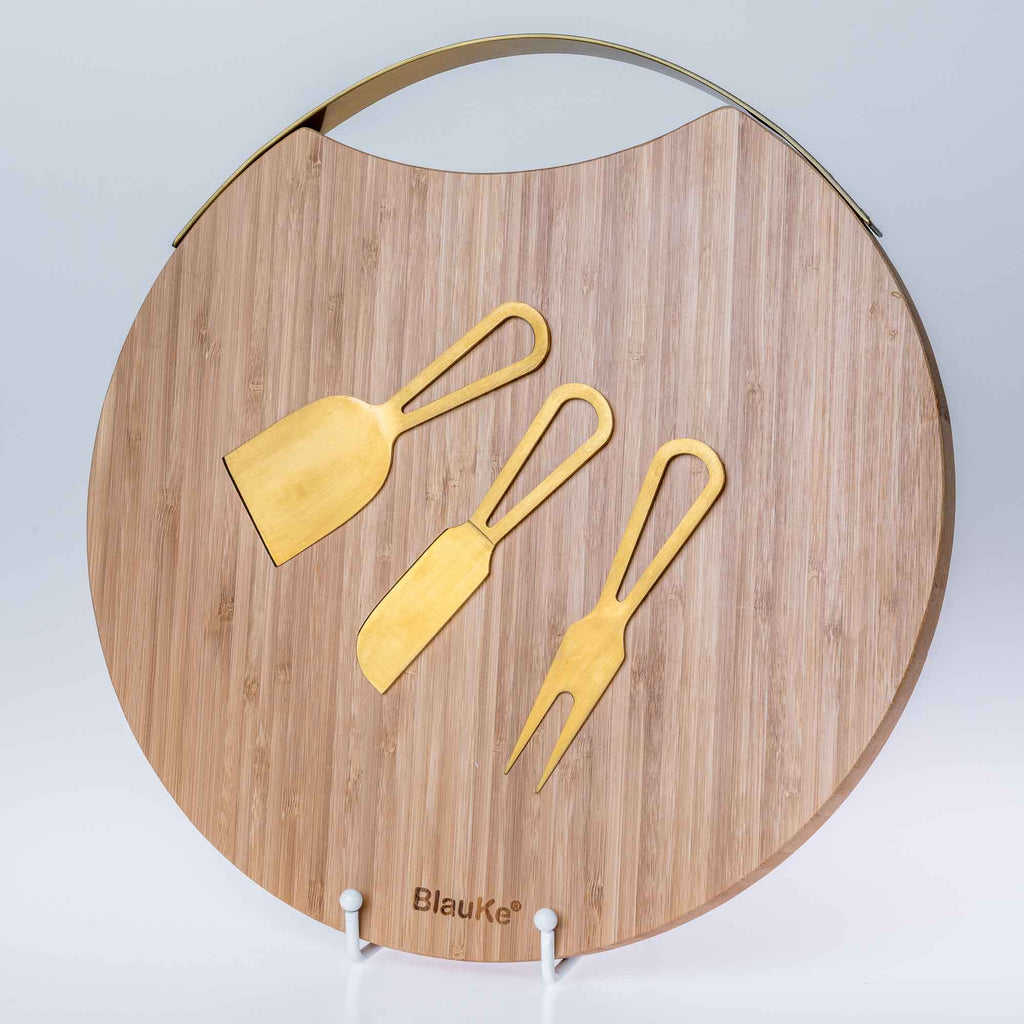 Bamboo Cheese Board and Knife Set with Magnetic Cutlery Storage - 13
