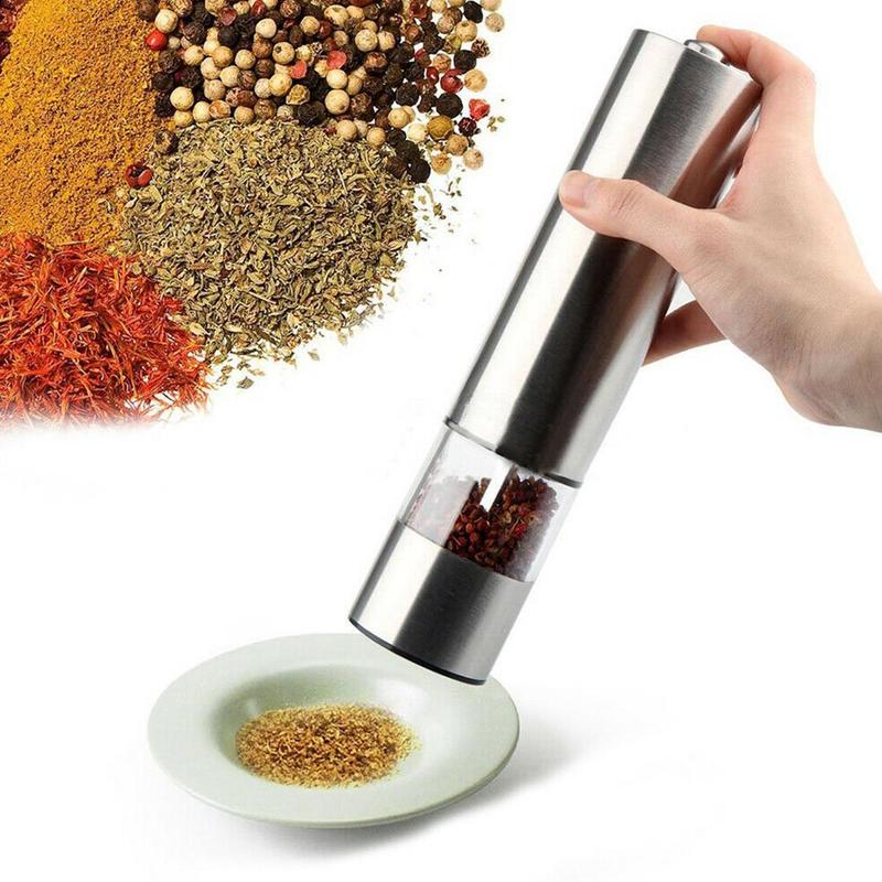 Stainless Steel Electric Automatic Pepper Mills Salt Grinder 2pcs