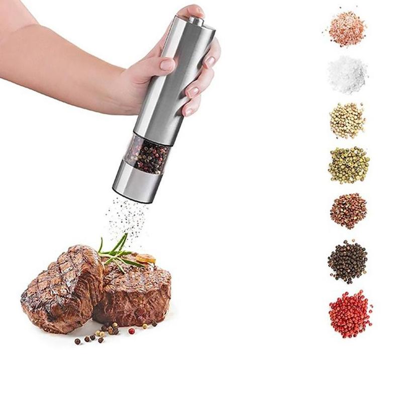 Stainless Steel Electric Automatic Pepper Mills Salt Grinder 2pcs