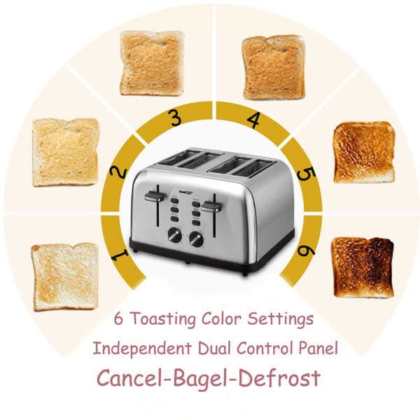 Toaster Stainless Steel Extra-Wide Slot with Multifunction