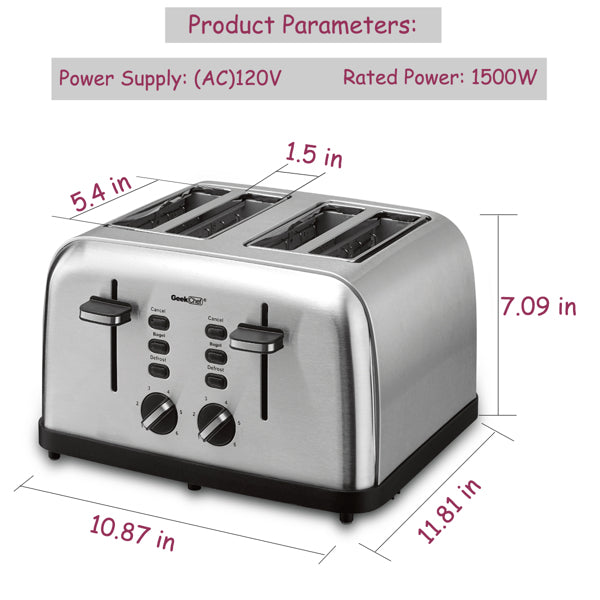 Toaster Stainless Steel Extra-Wide Slot with Multifunction