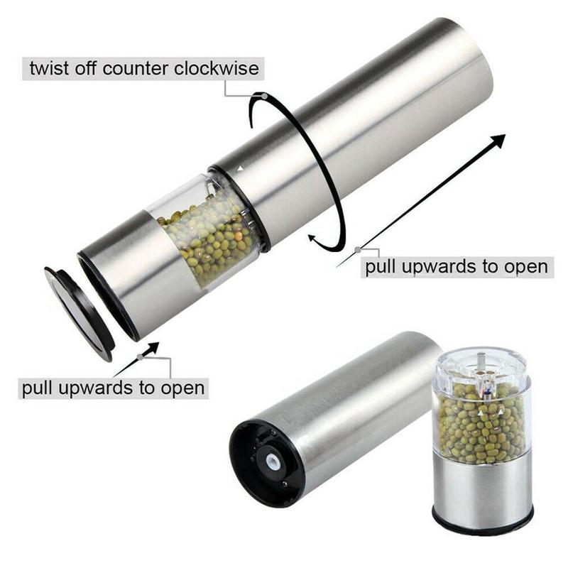 Stainless Steel Electric Automatic Pepper Mills Salt Grinder 2pcs