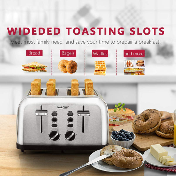 Toaster Stainless Steel Extra-Wide Slot with Multifunction