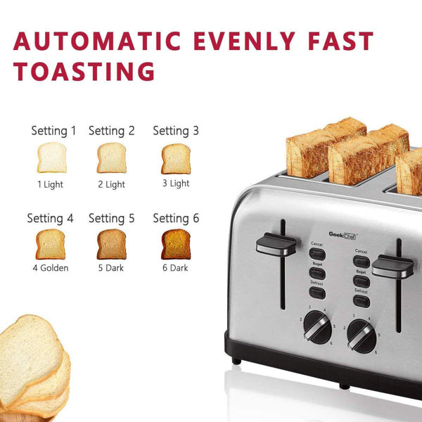 Toaster Stainless Steel Extra-Wide Slot with Multifunction